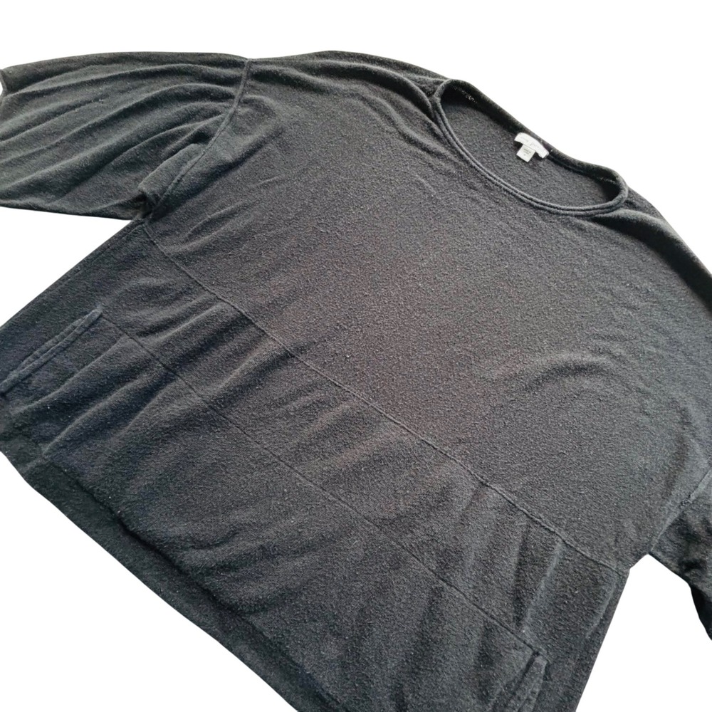 Pure Jill Kimono Women M Cotton Cashmere Knit Black Oversized Lagenlook Top